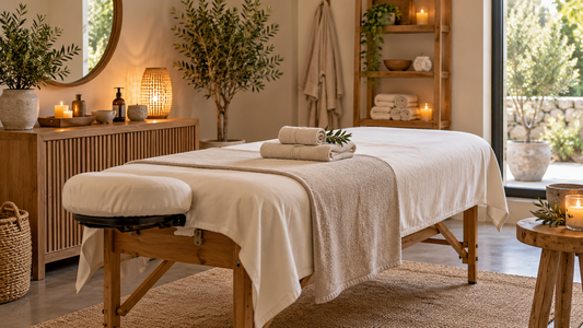 Professional massage room prepared for a calm client appointment