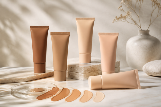 Unbranded tinted moisturizers with subtle skin-tone swatches