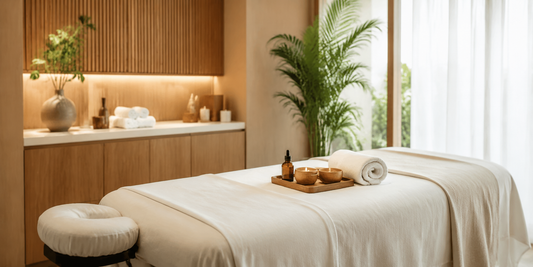 Serene professional body massage treatment room