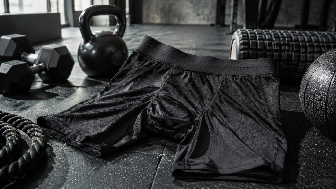 Technical compression shorts arranged with modern training gear