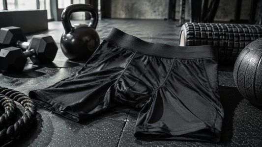 Technical compression shorts arranged with modern training gear