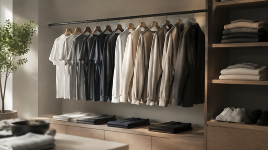Minimalist premium casual clothing in muted neutral colors