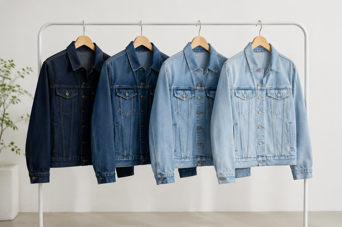 Classic denim jackets in several blue washes