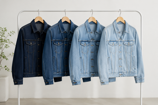 Classic denim jackets in several blue washes