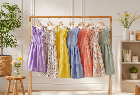 Tasteful age-appropriate girls' dresses in cheerful colors