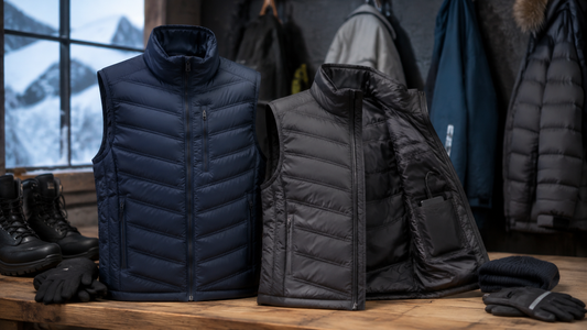 Modern heated vest with cold-weather accessories