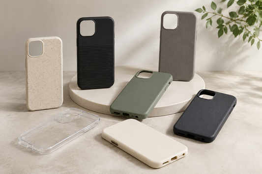 Protective smartphone cases in varied materials and neutral colors