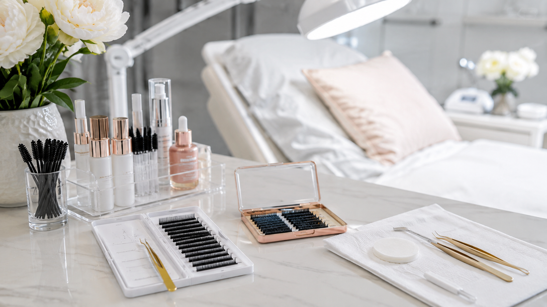 Professional hygienic lash extension salon setup