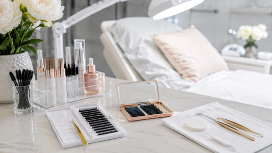 Professional hygienic lash extension salon setup