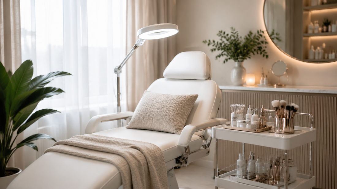 Clean and calm beauty treatment room prepared for a lash lift