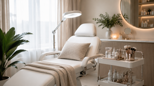 Clean and calm beauty treatment room prepared for a lash lift