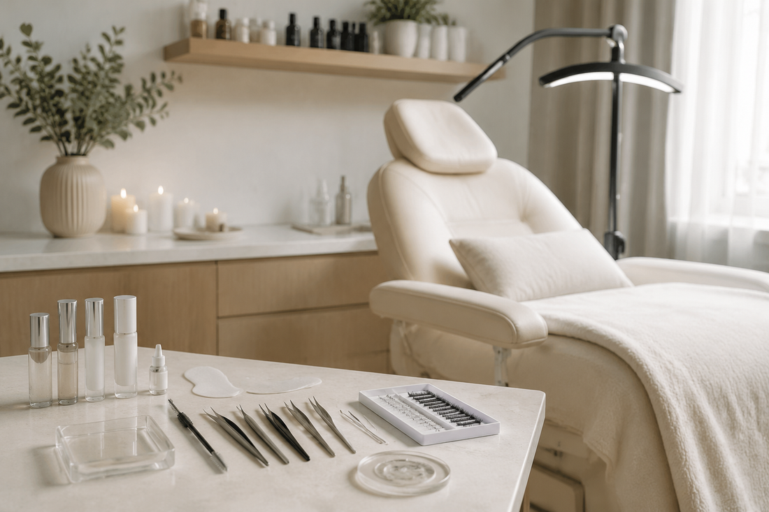 Clean beauty studio prepared for a professional lash lift