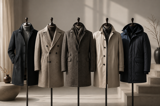 Men's wool, trench and winter coats in neutral colors
