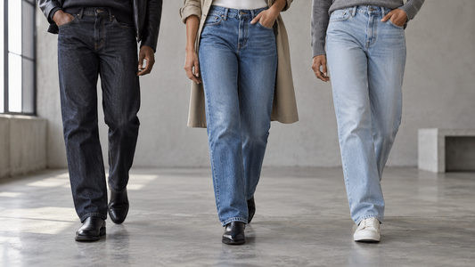 Editorial view illustrating straight jeans in a clean, realistic setting with no text or branding