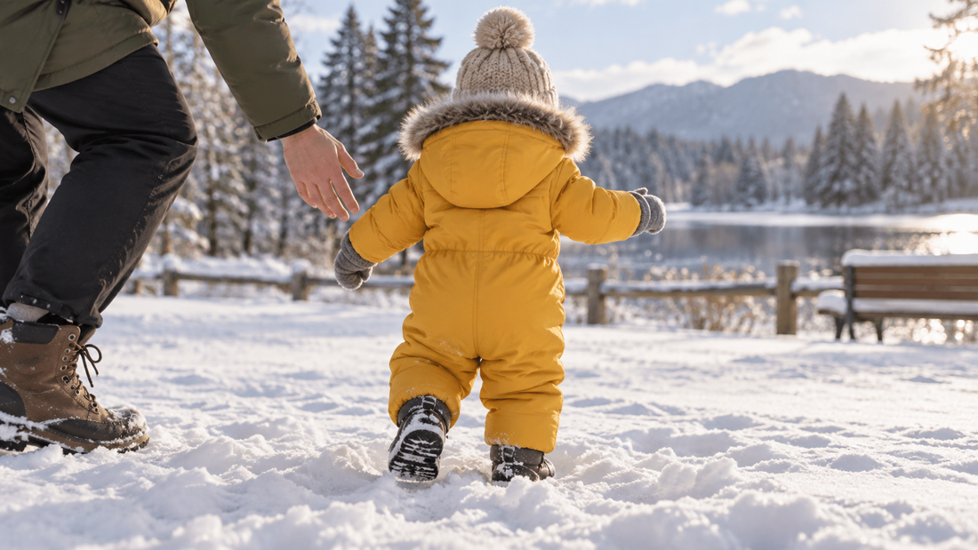 Editorial view illustrating toddler snowsuit in a clean, realistic setting with no text or branding