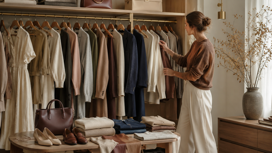 Curated women's capsule wardrobe in coordinated colors