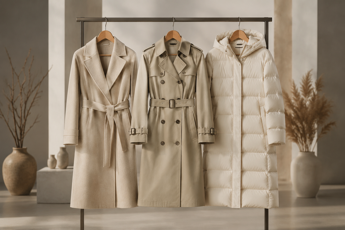 Women's wool, trench and insulated coats in elegant neutral colors