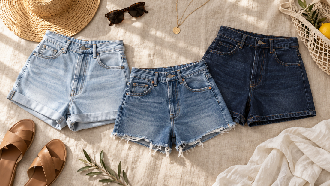 Editorial view illustrating jean shorts women in a clean, realistic setting with no text or branding
