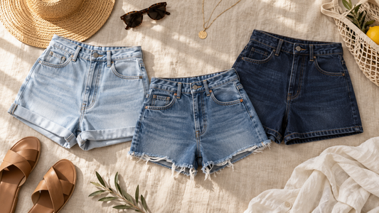 Editorial view illustrating jean shorts women in a clean, realistic setting with no text or branding