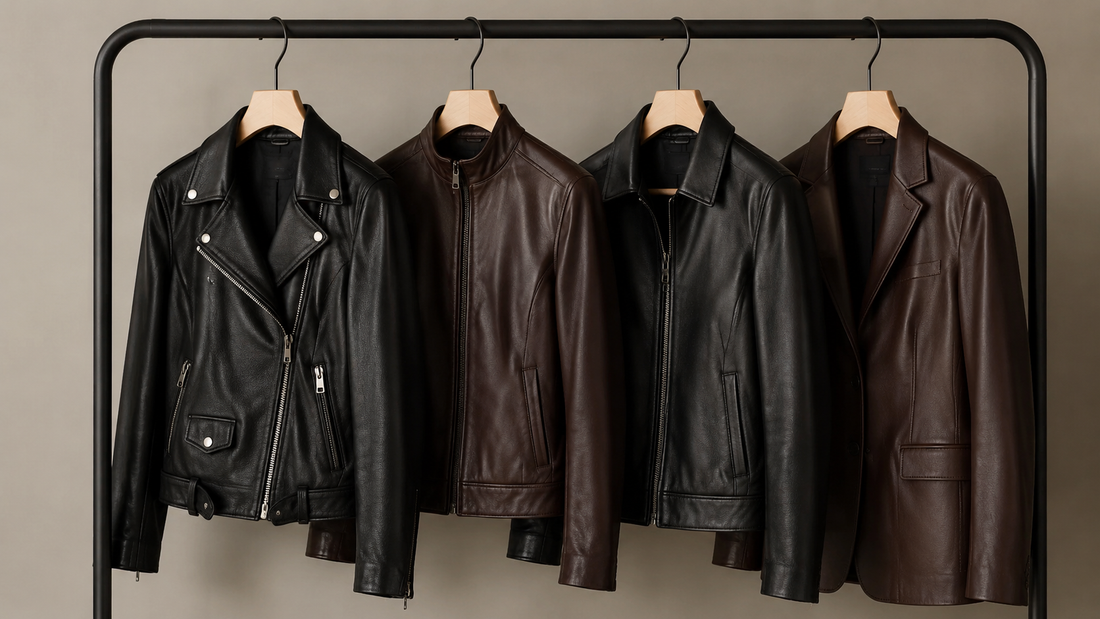 Women's leather jackets in classic black and brown styles