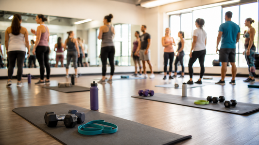 Welcoming group fitness studio prepared for a workout class