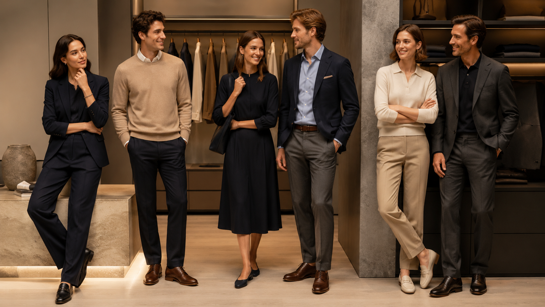 Polished practical workwear wardrobe in coordinated colors
