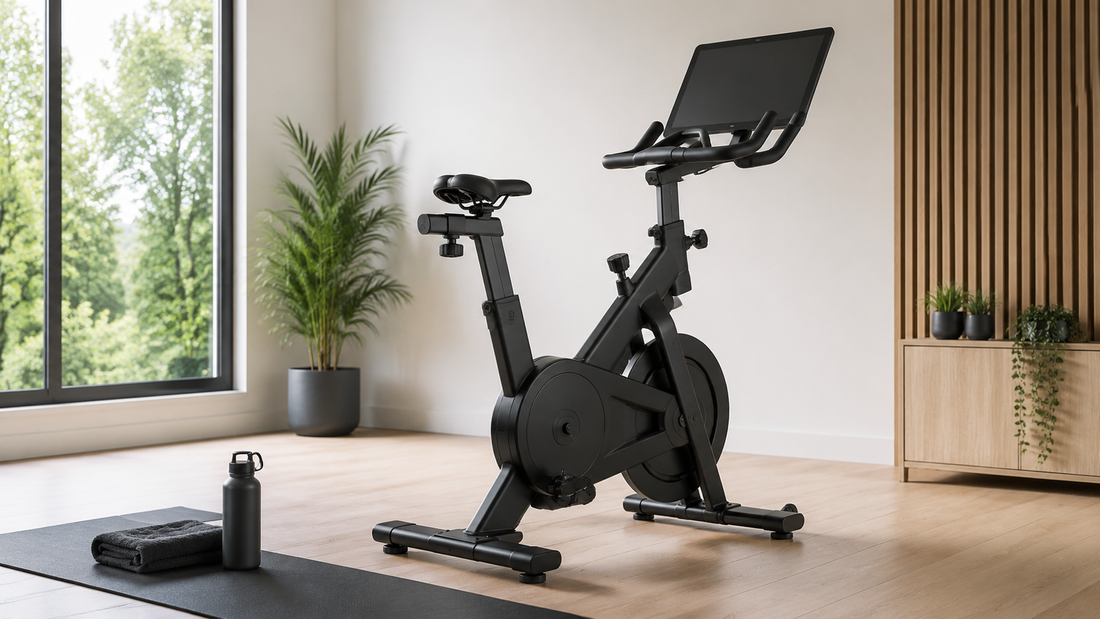 Premium exercise bike in a bright minimalist home gym