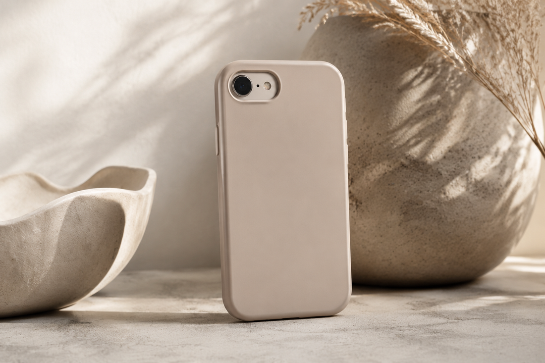 Sleek protective iPhone 13 mini case on a neutral studio surface