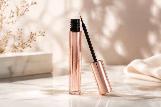 Premium lash growth serum on a clean cosmetic studio surface