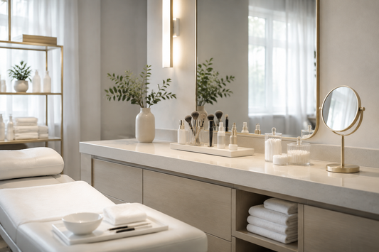 Clean professional lash lift salon workstation