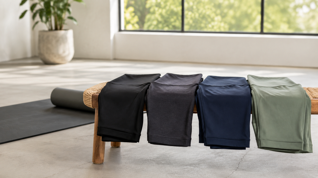 Premium leggings in versatile colors in a minimalist fitness studio