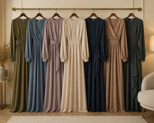 Modest dresses with elegant flowing silhouettes