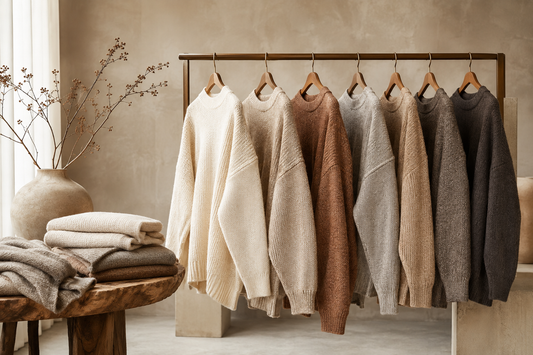 Oversized sweaters in soft knit textures