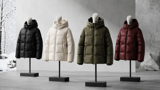 Premium puffer jackets in black cream olive and burgundy
