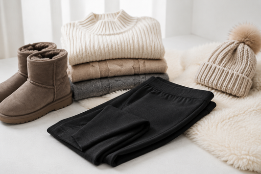 Thermal leggings styled with winter layers