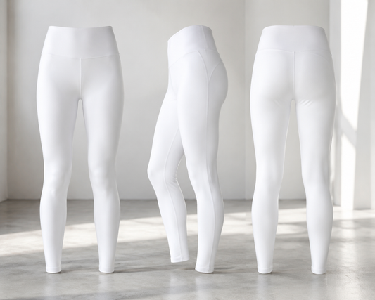 White leggings in opaque athletic fabrics