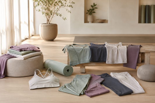 Yoga clothes in a serene studio