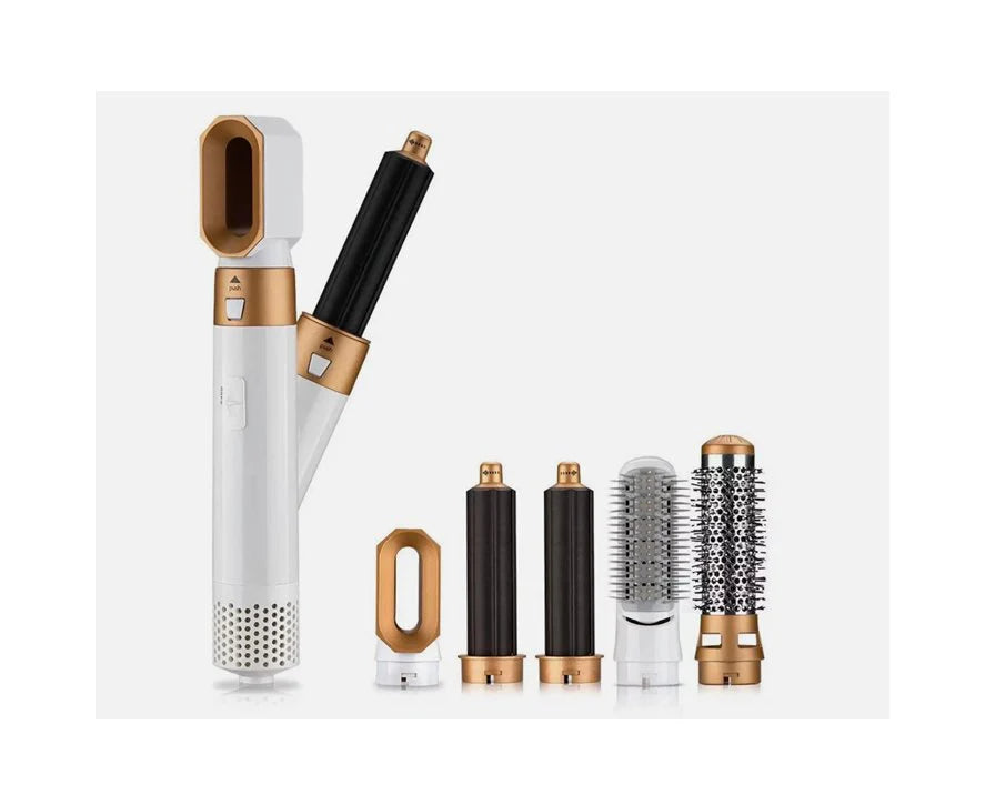 فرشاة تصفيف الشعر خمسة في واحد مع ملحقات متعددة لتجفيف وفرد وتجعيد الشعر