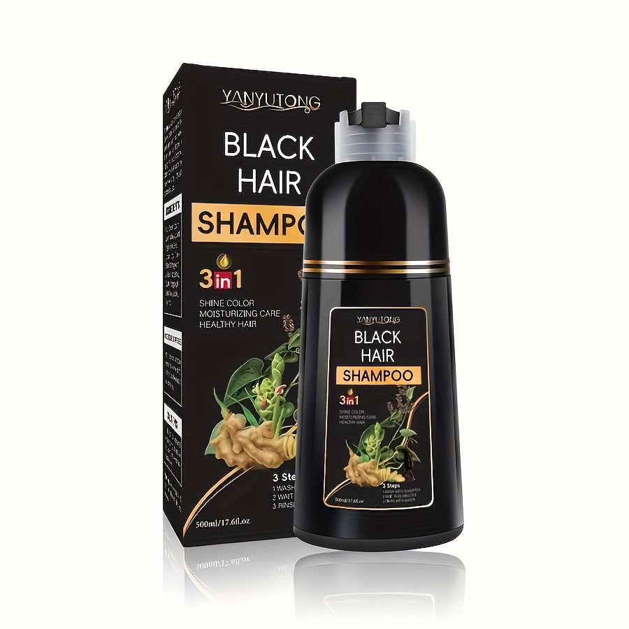 Black hair dye shampoo, 500 ml bottle — view 5