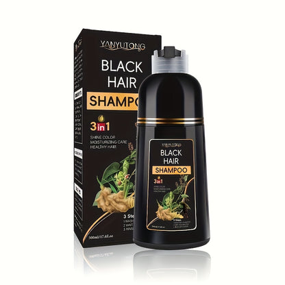 Black hair dye shampoo, 500 ml bottle — view 5
