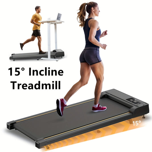 Side profile of the walking pad showing its low-profile alloy steel frame
