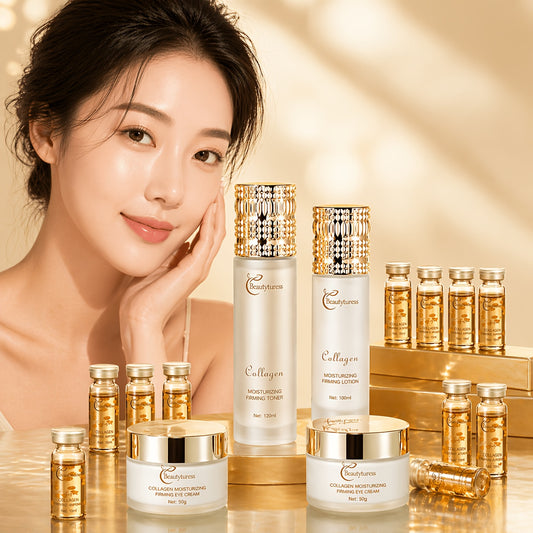 Fourteen-piece collagen facial skincare set in its gift box