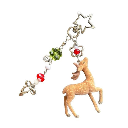 Cute Portable Deer Keychain 11.5cm Length Korean Style DIY Bead Case Handmade Bag Pendant