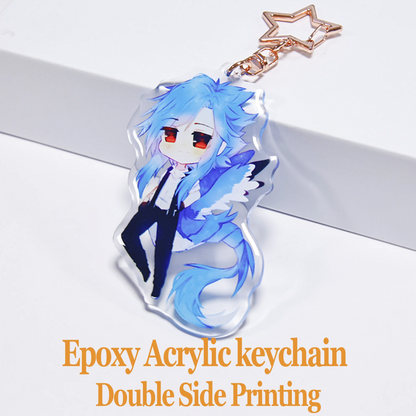 Custom Anime Acrylic Keychain Personalized Logo Cartoon Pendant Photo Clear Flash Charms Hologram Designer Key Chain