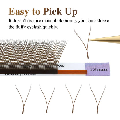 NAGARAKU Brown YY Shape Hand Woven Premium Synthetic Mink Eyelashes High Quality Soft Natural Meshy Net Cross False Eyelashes
