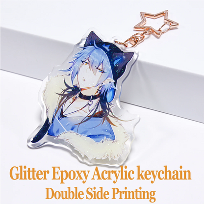 Custom Anime Acrylic Keychain Personalized Logo Cartoon Pendant Photo Clear Flash Charms Hologram Designer Key Chain