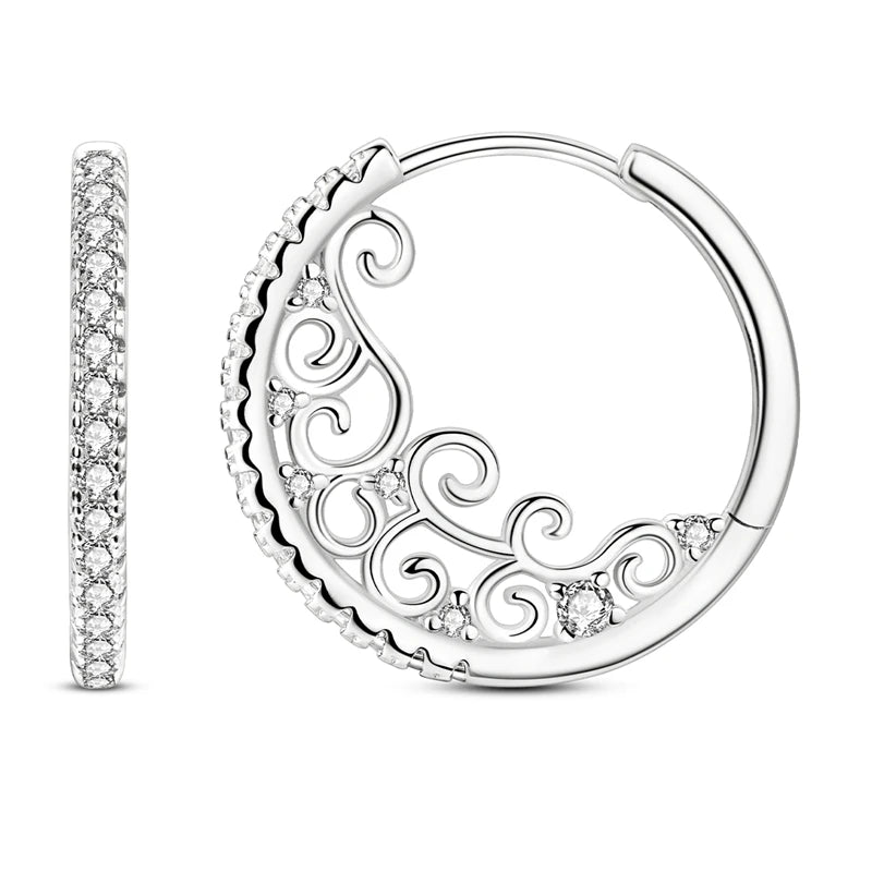 Original 925 Sterling Silver Hoop Earrings Women's Fashion Jewelry Butterfly Iris Lily of the Valley Tulip Flower Luxury Earring