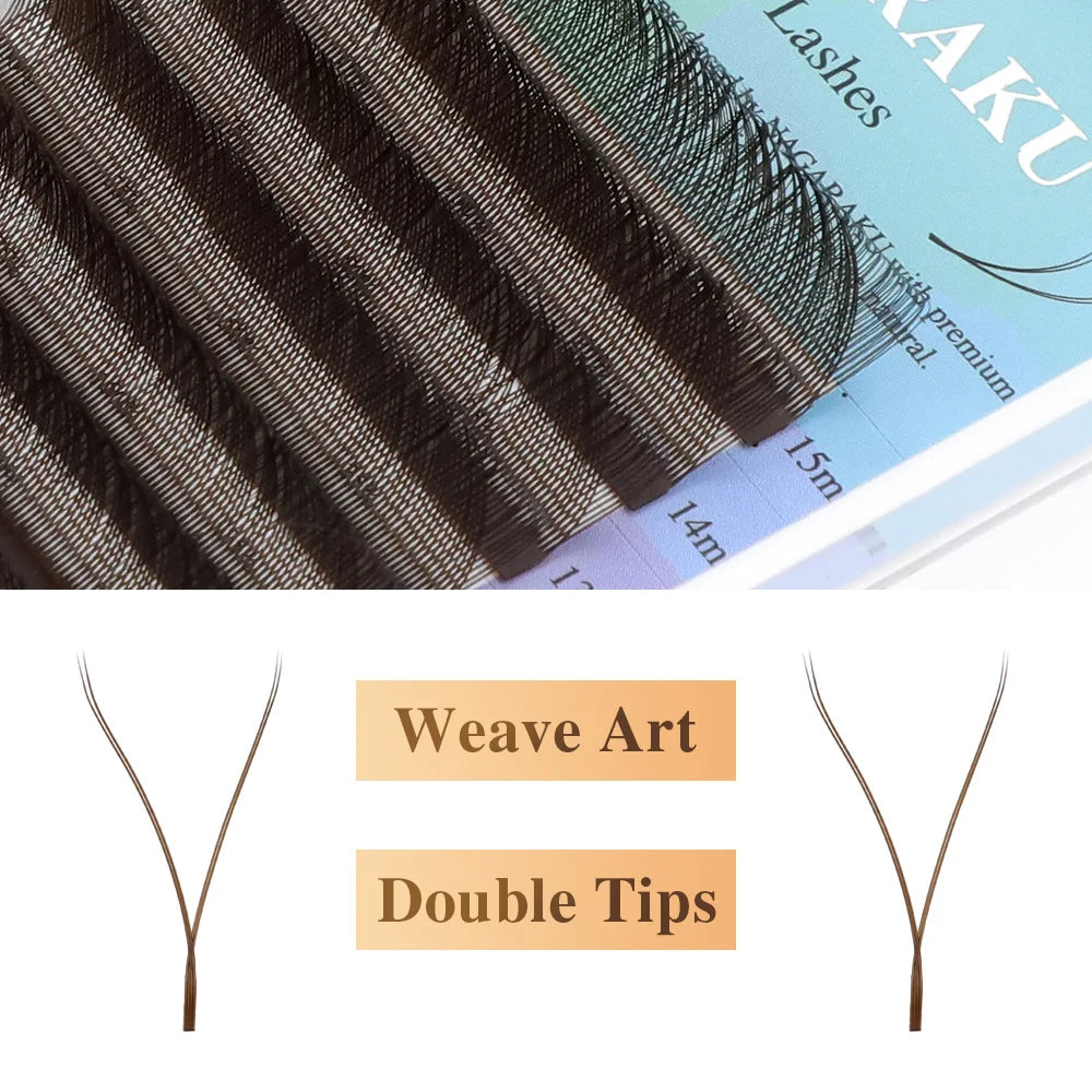 NAGARAKU Brown YY Shape Hand Woven Premium Synthetic Mink Eyelashes High Quality Soft Natural Meshy Net Cross False Eyelashes
