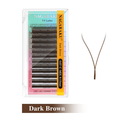NAGARAKU Brown YY Shape Hand Woven Premium Synthetic Mink Eyelashes High Quality Soft Natural Meshy Net Cross False Eyelashes
