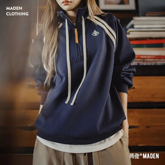 Women's Navy Half-Zip Sweatshirt